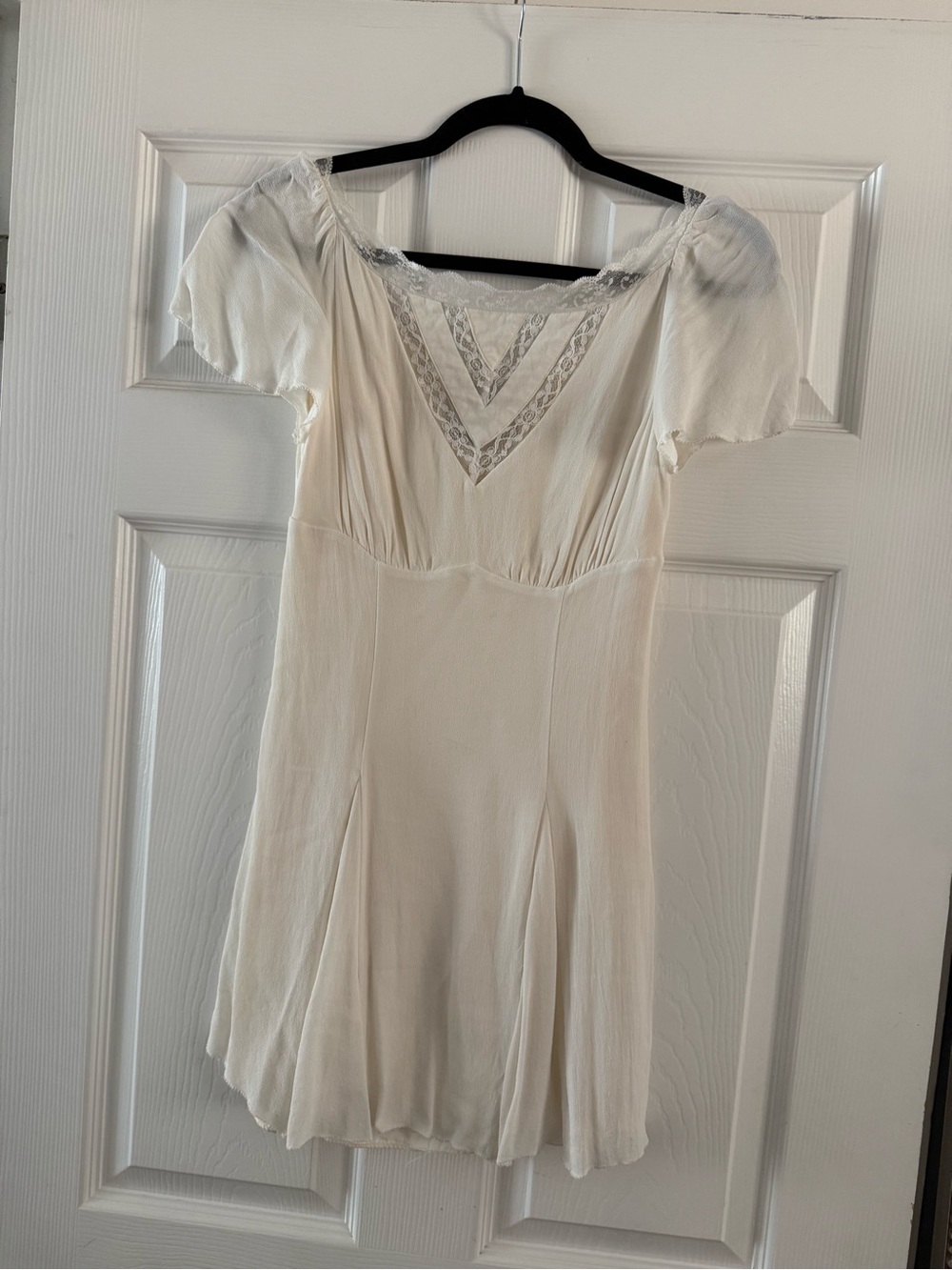 Reformation Cream Lace-Trim Dress